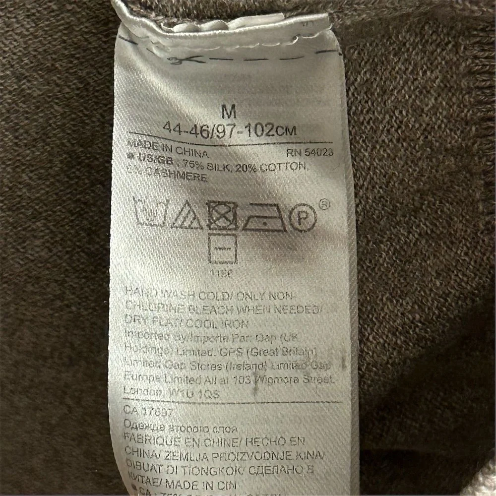 Banana Republic Men's V-Neck‎ Pullover Sweater Beige Silk Cashmere Blend Size M